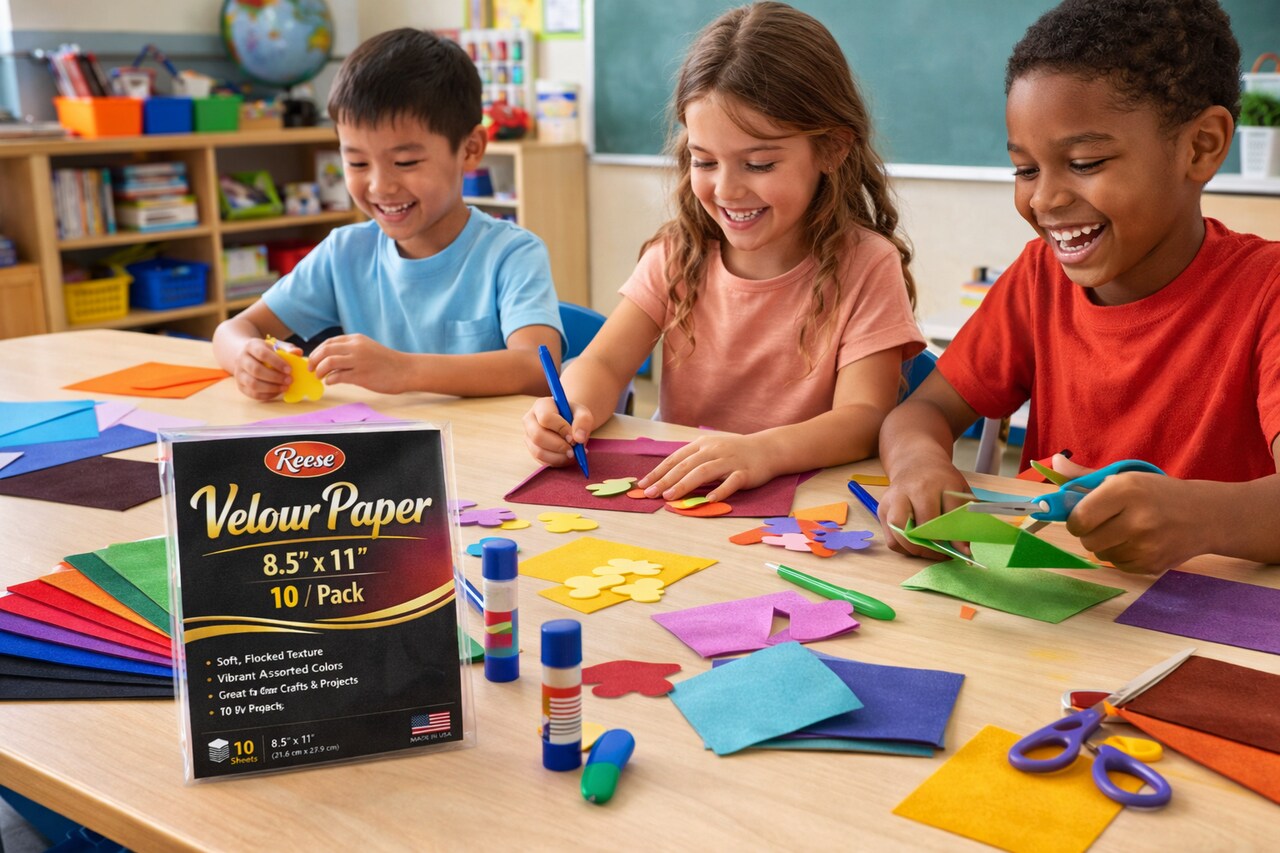 Velour Paper Sheets 8.5" x 11" Assorted Colors – Soft Flocked Craft Paper, 10 Sheet Pack